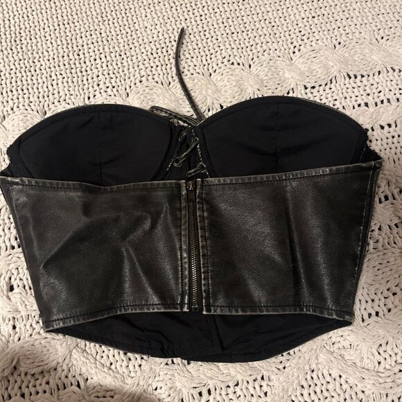 Black faux leather corset Going out top. Super cool.... - Picture 3 of 3